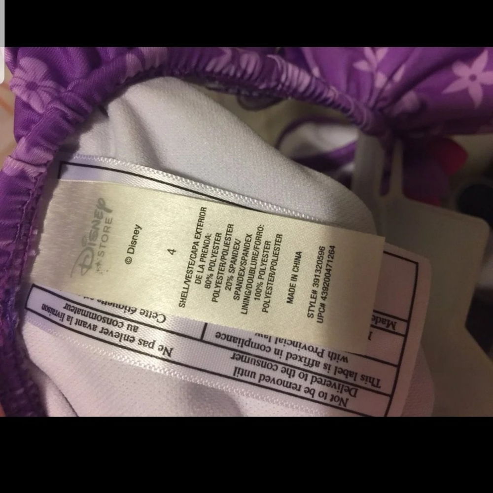 Disney Rapunzel purple tankini top Sz 4 yrs - Picture 4 of 5